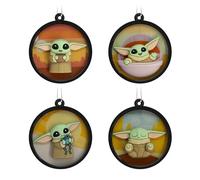 Hallmark Star Wars: The Mandalorian Grogu Scenes - Mini Adornos de Navidad, inastillables, Juego de 4, Mayo 4