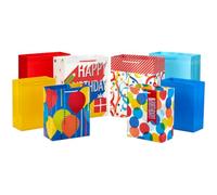Hallmark Surtido de bolsas de regalo de cumpleaños (8 bolsas: 4 medianas de 9 pulgadas, 4 grandes de 13 pulgadas) para niños, maestros, nietos, adultos, hermanos, fiestas