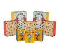 Hallmark Surtido de bolsas de regalo reciclables (8 bolsas: 3 pequeñas 6 pulgadas, 3 medianas 9 pulgadas, 2 grandes 13 pulgadas) cumpleaños para niños, buenas vibraciones, iconos retro