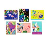 Hallmark Surtido de tarjetas de agradecimiento, animales tropicales (24 notas de agradecimiento surtidas con sobres: guepardos, llamas, cebras, flamencos, pájaros)