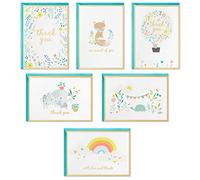 Hallmark Surtido de tarjetas de agradecimiento para baby shower, animales y flores (24 tarjetas con sobres para bebé niño o niña) elefante, zorro, conejo
