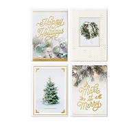 Hallmark Surtido de tarjetas de Navidad en caja, blanco y dorado (40 tarjetas y sobres)