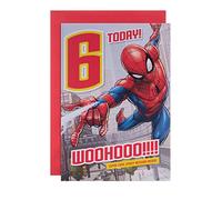 Hallmark Tarjeta de 6º cumpleaños para niños, diseño de Spider-Man de Marvel
