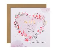 Hallmark Tarjeta de aniversario para esposa, diseño contemporáneo de corazón floral