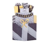 Hallmark Tarjeta de cumpleaños 3D y desplegable, diseño de pastel, gris, negro, dorado