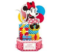 Hallmark Tarjeta de cumpleaños 3D y desplegable, Minnie Mouse de Disney con regalos y globos, para ella, rosa, rojo