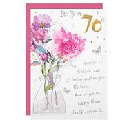 Hallmark Tarjeta de cumpleaños 70, diseño floral clásico en relieve