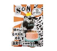 Hallmark Tarjeta de cumpleaños número 13 para hijo, diseño divertido troquelado 3D
