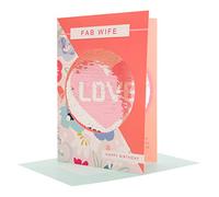 Hallmark Tarjeta de cumpleaños para esposa, recuerdo reversible de lentejuelas y diseño de flores