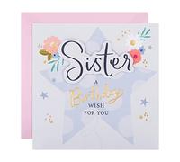Hallmark Tarjeta de cumpleaños para hermana - Diseño de flores y estrellas