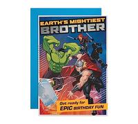 Hallmark Tarjeta de cumpleaños para hermano, diseño de superhéroes de Marvel con actividad
