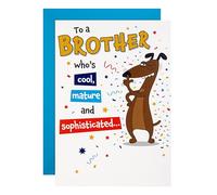 Hallmark Tarjeta de cumpleaños para hermano, divertida, humor, diseño emergente, ilustración de perro, color blanco