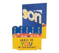 Hallmark Tarjeta de cumpleaños para hijo, diseño contemporáneo de pastel de cumpleaños