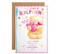 Hallmark Tarjeta de cumpleaños para novia, lindos amigos para siempre, diseño de corazones, rosa, azul