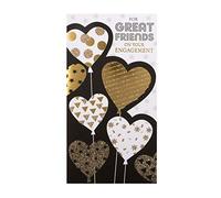 Hallmark Tarjeta de felicitación de compromiso para amigos, diseño de globos de corazón negro y dorado
