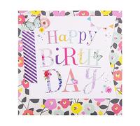 Hallmark Tarjeta de cumpleaños general - Diseño contemporáneo floral y texto