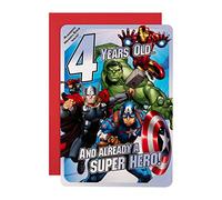 Hallmark - Tarjeta de Marvel VENGADORES 4th cumpleaños tarjeta de juego de memoria ' - Medium