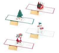 Hallmark Tarjeta de Navidad, 3D y tarjeta emergente, paquete de 4 en 4 diseños festivos, Papá Noel, árbol, trineo, muñeco de nieve, rojo, verde, azul