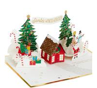 Hallmark Tarjeta de Navidad, 3D y tarjeta emergente, taller de Papá Noel, país de las maravillas de invierno, rojo, verde, dorado
