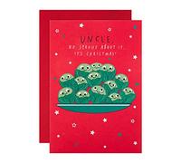 Hallmark Tarjeta de Navidad para tío, diseño de brotes divertidos con lámina plateada