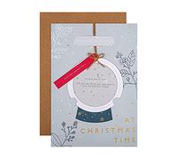 Hallmark Tarjeta de Navidad personalizable con varios destinatarios Marco de fotos contemporáneo azul y rojo diseño de bolas con hoja adhesiva, 25558891