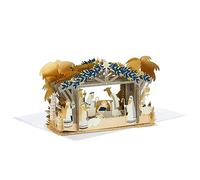 Hallmark Tarjeta de Navidad, tarjeta de Navidad de belén, tarjeta 3D y desplegable, con detalles de lámina dorada, azul