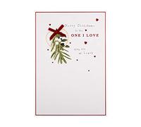 Hallmark Tarjeta de Navidad, tarjeta de Navidad One I Love, con detalles de papel de aluminio rojo, corazones rojos