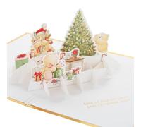 Hallmark Tarjeta de Navidad, tarjeta Forever Friends, tarjeta 3D y desplegable, osos para siempre amigos con regalos, con detalles de lámina dorada, blanco, dorado