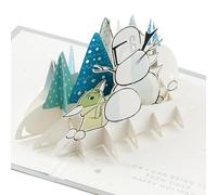 Hallmark Tarjeta de Navidad, The Mandalorian, 3D y tarjeta emergente, deseos de Navidad, diseño The Mandalorian y Grogu, colorida