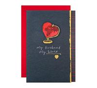 Hallmark Tarjeta de San Valentín para marido, tarjeta del día de San Valentín, diseño clásico de globo de corazón, rojo, negro