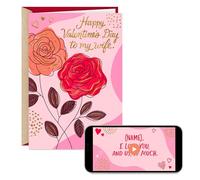 Hallmark Tarjeta de San Valentín personalizada para esposa, rosas (graba tu propio saludo en video)
