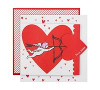 Hallmark Tarjeta de San Valentín, tarjeta de confeti explosivo, día de San Valentín, Cupido, diseño de arco y flecha, rojo y blanco