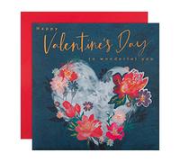 Hallmark Tarjeta de San Valentín, tarjeta de San Valentín, diseño floral y corazón, azul, rosa, rojo