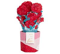 Hallmark Tarjeta de San Valentín, tarjeta de San Valentín para One I Love, 3D y desplegable, diseño de ramo de rosas, rojo, rosa, blanco