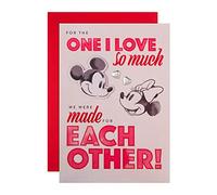 Hallmark Tarjeta de San Valentín, tarjeta de San Valentín para One I Love, diseño de Minnie y Mickey Mouse de Disney, rojo, blanco