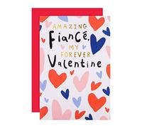 Hallmark Tarjeta de San Valentín, tarjeta de San Valentín, prometida, diseño de corazones, rosa, rojo, azul
