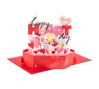 Hallmark Tarjeta de San Valentín, tarjeta del día de San Valentín, 3D y desplegable, cacahuetes, nieve y pandilla, letras de amor, rojo, rosa, blanco
