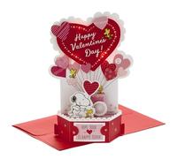 Hallmark Tarjeta de San Valentín, tarjeta musical para el día de San Valentín, 3D y desplegable, corazón iluminado, cacahuetes, nieve y madera, dorado, rosa, azul, blanco