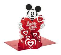 Hallmark Tarjeta de San Valentín, tarjeta musical para el día de San Valentín, 3D y desplegable, corazón iluminado, Disney, Mickey Mouse, oro, rosa, azul, blanco