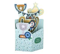 Hallmark Tarjeta del día del padre para padre, diseño de trofeos número uno, verde, dorado