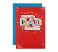 Hallmark Tarjeta del día del padre para papá, diseño atrevido, estrellas, rojo, lámina holográfica
