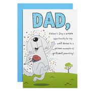 Hallmark Tarjeta del día del padre para papá, divertido diseño de perro blanco y carne, verde, azul