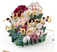 Hallmark Tarjeta para el día de la madre, 3D, ramo de flores, rojo y dorado