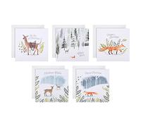 Hallmark Tarjetas de Navidad benéficas, paquete de 30 en 5 diseños contemporáneos, 25572267, paquete de tarjetas de animales del bosque