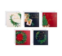 Hallmark Tarjetas de Navidad benéficas, tarjetas en caja, paquete de 30, 5 diseños festivos de coronas