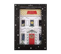 Hallmark Tarjetas navideñas benéficas, paquete de 5 unidades, casa blanca con decoraciones festivas, tarjeta de Navidad emergente, color blanco, dorado