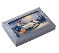Hallmark Tarjetas navideñas en caja con trineo de Papá Noel y reno, escena de nieve de invierno, diseño artístico de cabaña, paquete de 16