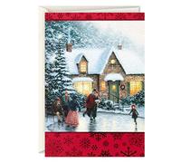 Hallmark Thomas Kinkade - Tarjetas de Navidad en caja, patinaje sobre hielo (40 tarjetas y sobres)