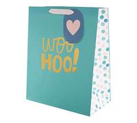 Hallmark Woo Hoo' - Bolsa de regalo para múltiples ocasiones (tamaño grande), diseño de Woo Hoo, color blanco y negro
