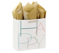 Hallmark Wrap Signature Studio - Bolsa de regalo grande con papel de seda, 130, blanco, gris, rosa, verde, verde azulado